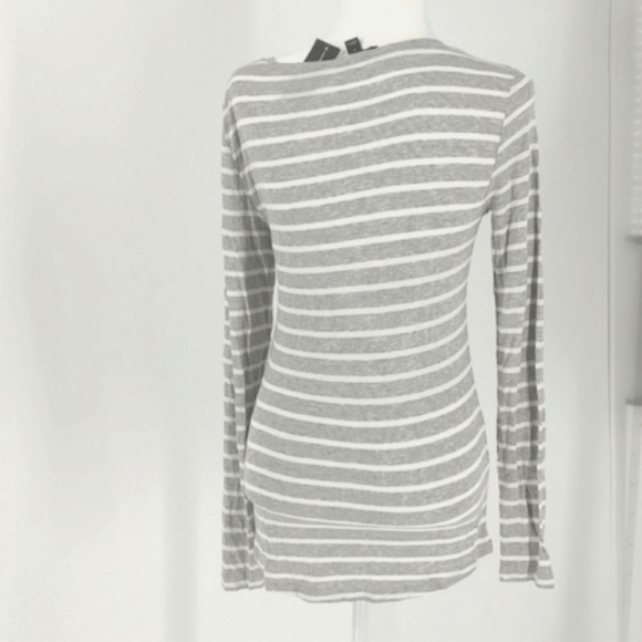 INC Striped V Neck Long Sleeve Top, Size M - Picture 2 of 6